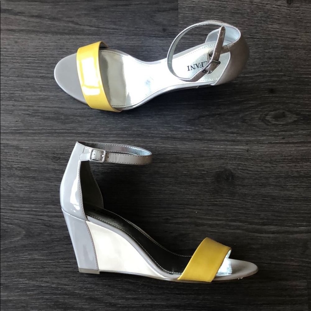 Patent ankle strap wedges